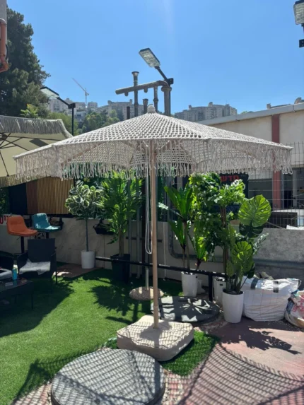 שמשיית מקרמה בוהו יוקרתית לגינה ולחצר – דגם Ibiza